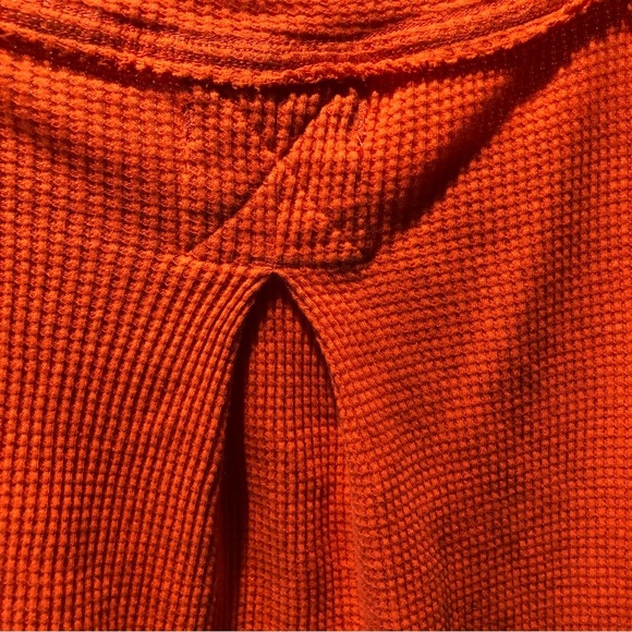 We the Free orange waffle knit long sleeve henly boatneck cotton reverse seams S - Picture 7 of 8